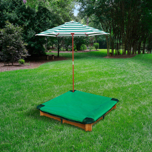 Gorilla Playsets Interlocking 3.62 ft. Square Sandbox with Cover and